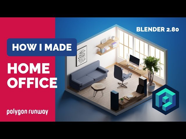 Home Office in Blender - 3D Modeling Timelapse Tutorial
