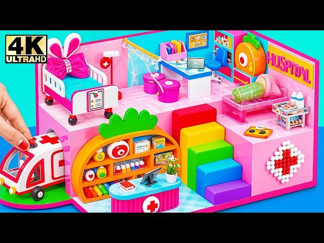 Make Cutest Bunny Hospital and Ambulance with DIY Doctor Set and Medical Kit - DIY Miniature House