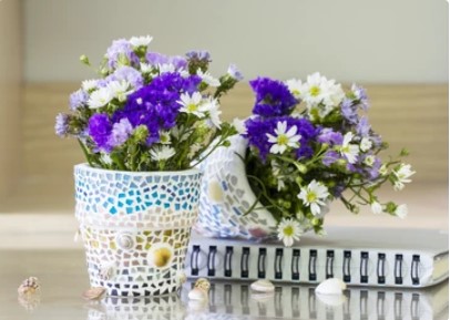 Virtual Mosaic Vase Making (Kit Included) (Team Building)
