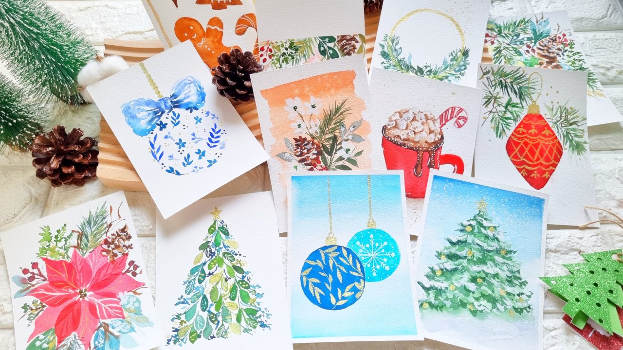 Watercolor Christmas Projects: Learn to Paint 12 Holiday Cards