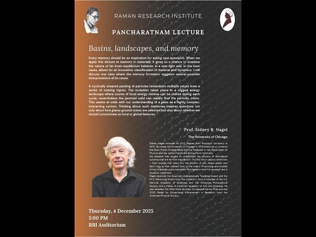 Basins, Landscapes, and Memory - 11th Pancharatnam Lecture