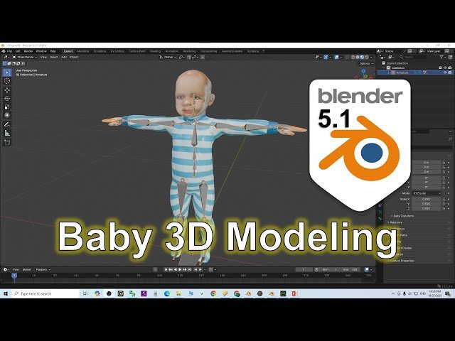 Baby 3D Modeling for Blender 5.1 Tutorial