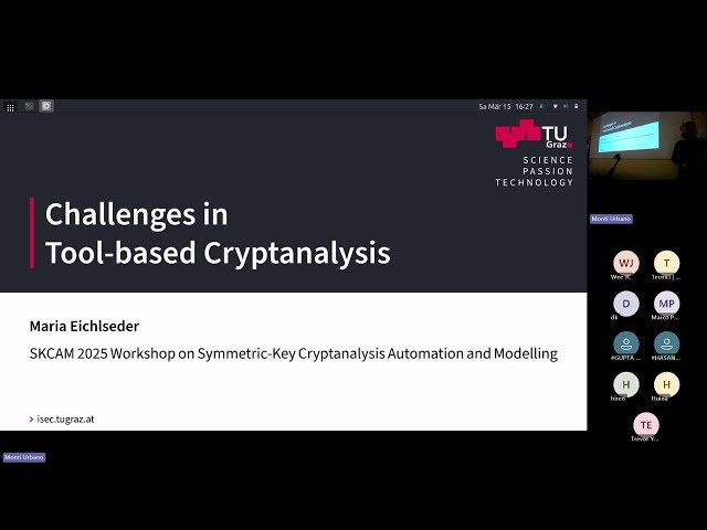 Symmetric-key Cryptanalysis Automation and Modelling Workshop - Session 4, Talk 2