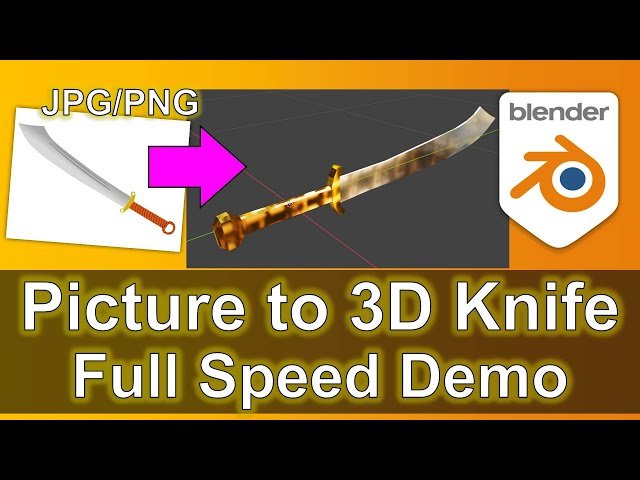 Knife 3D Modeling in Blender - Full Speed Demo from Picture to 3D