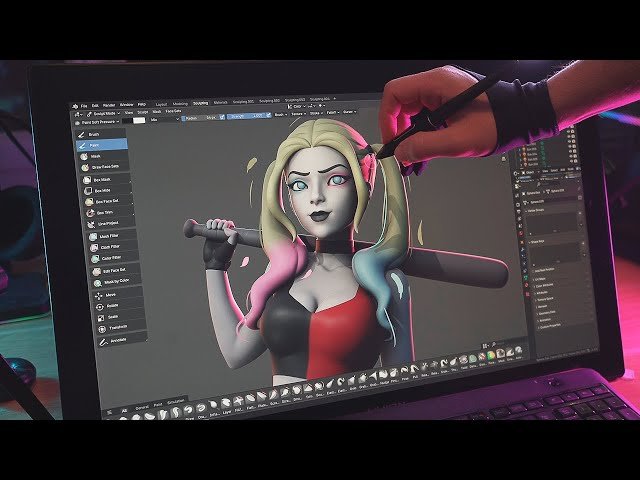 Sculpting Harley Quinn Character Model in Blender