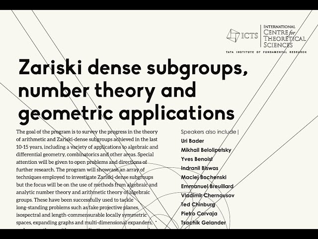 Zariski Dense Subgroups, Number Theory and Geometric Applications - 2024