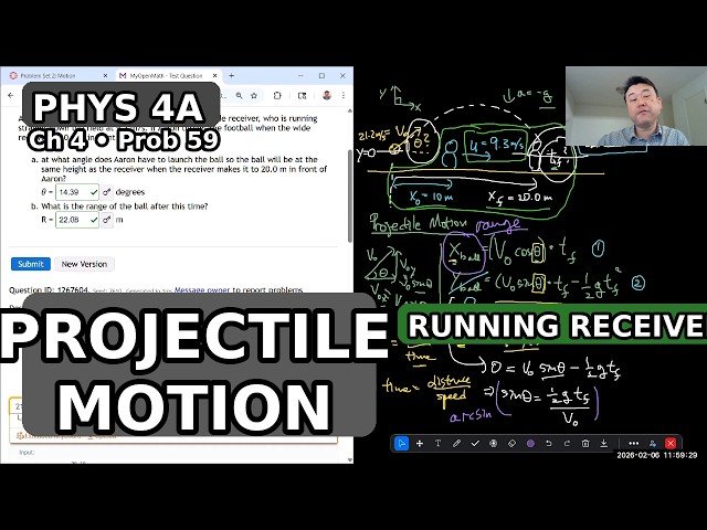 Physics 4A - Projectile Motion Football Problem - OpenStax University Physics Vol 1, Chapter 4, Problem 59
