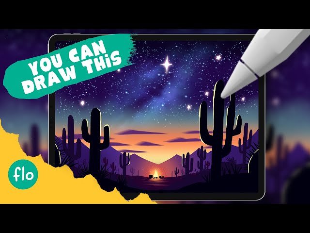 Drawing a Desert Campfire Landscape in Procreate - Easy Tutorial