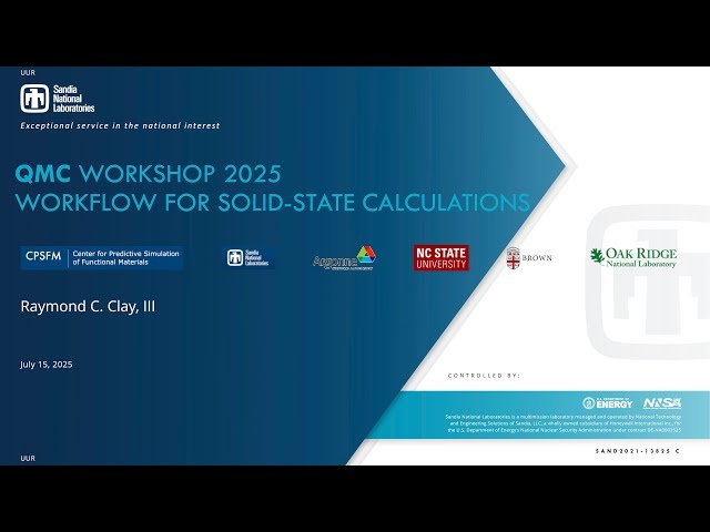 Solid State Calculations - QMC for Materials - Session 5 of 7
