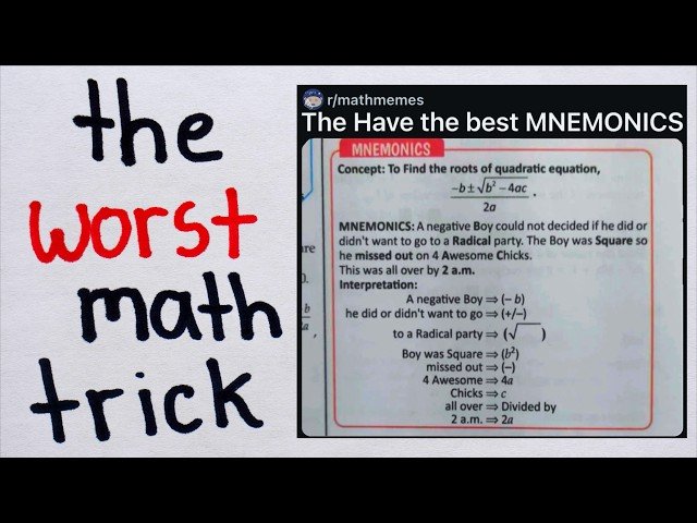 The Most Useless High School Math Trick - Quadratic Formula Mnemonics and Memory Techniques
