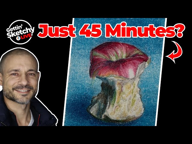 Drawing an Apple with Colored Pencils - Live 45-Minute Challenge