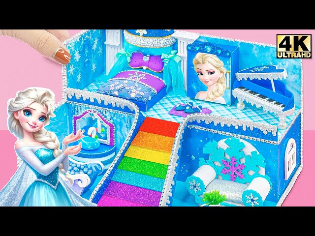 Build Dream Miniature Frozen Castle with Big Rainbow Stairs and Luxury Rooms - DIY Miniature House