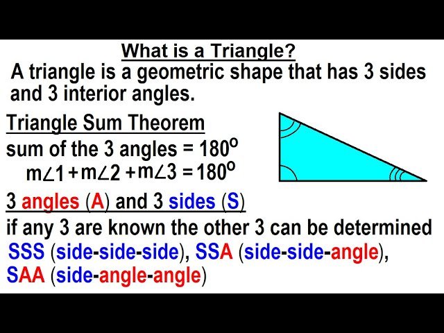 Geometry Chapter 5 - Triangles: Types, Angles, Sides, and Congruency