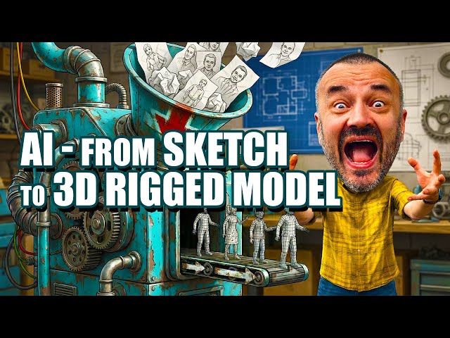 AI 3D Character from Sketch to Fully Rigged Model - No Modeling Needed