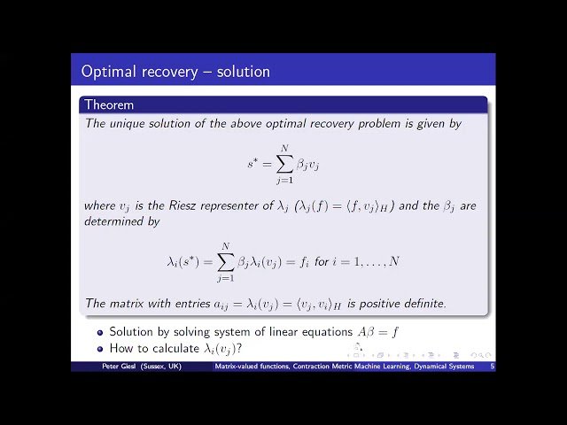 Kernel Methods for Machine Learning and Dynamical Systems